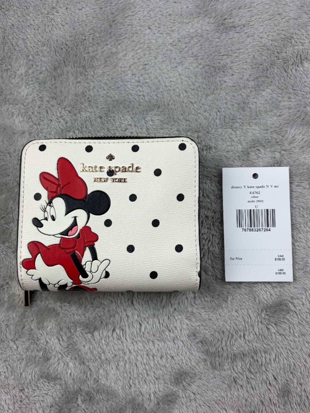 Kate Spade x Disney Minnie Mouse Small Bifold Wallet NEW